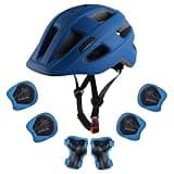 Tlamee Kids Bike Helmet with Protective Gear Set, Safety Knee Elbow Pads Wrist Guards for Ages 3-5-8 Years Boy Girl Skateboard Cycling Scooter Roller Sports Navy Blue