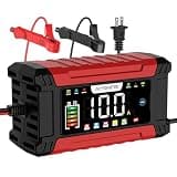 12V 10-Amp Battery Charger, 9 Stage Smart Trickle Charger Maintainer Red