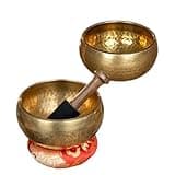 2 PCS Tibetan Singing Bowl - Singing Bowl Set of 2 Pcs - with Silk Cushion and Mallet, Sound Healing Meditation Gift