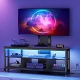 DWVO Black TV Stands for Living Room w/Power Outlet, TV Stand with Mount, LED Entertainment Center for 70/65/60 inch TV, Height Adjustable TV Console Cabinet, Black