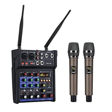 CZCZC 4 Channel Audio Mixer Console with Microphone Sound Mixing with USB Mini Dj Mixer