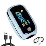Fingertip Pulse Oximeter with Respiration, Finger-Touch Fast SpO2 Reading Accurate Rechargeable Pulse Oximeter Blue with Alarm for Adults Blood Oxygen Saturation Monitor with Silicone Cover