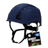 GE Safety Helmet, Impact Absorbing Tech, Adjustable Ratchet, ANSI Type 1, Memory Foam Padding, Hard Hats Protection, Lightweight, Durable, Chin Strap - Blue, Class C (Vented), OSHA Approved