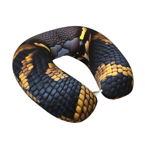 Fuzquwu Ball Phyton Snake Pattern Neck Pillow for Traveling Airplane,Pure Memory Foam U-Shaped Neck Pillows for Flight Headrest Sleep