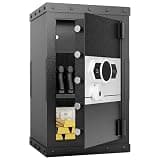 Heavy Duty Large Home Safe 4.1 Cu Ft – Biometric Fingerprint & Keypad Secure Box, Alloy Steel Anti-Pry Construction with Adjustable Shelf, Pistol Rack for Bedroom Office Closet