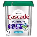 Cascade Platinum Dishwasher Pods, Dishwasher Detergent, Dish Detergent Soap, Fresh, 59 Count
