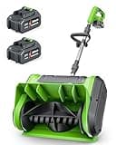 DEGGE Electric Cordless Snow Shovel, 2X 3.0Ah/ 21V/ 12-Inch Battery Snow Blower with Directional Plate & Adjustable Front Handle, Snow Removal for Driveway Sidewalk, Steps, Patio (Charger Included)