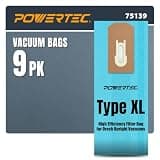 POWERTEC AK11109 Vacuum Bags 9 Pack for Oreck XL Models Upright Vacuum Cleaners Without Bag Docks, Including XL2000, XL8000, XL9000 and Commercial PK80009 (75139)