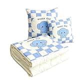 Cute Travel Blanket Pillow Compact 2-in-1 Pillow Blanket Double-Zip Design Ultra Soft for Travel Airplane Car Office Camping(Light Blue Elephant,15n x 15in (Unfolded 41in x 57in))
