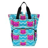 Amooorous Baby Diaper Bag Baby Essentials Diapers Bag Wave Pattern Cartoon Cat Magenta
