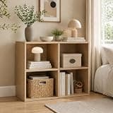 POWERSTONE 2 Tier Bookshelf, Cube Open Bookcase, 2PCS Natural