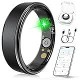 Domhong Smart Ring for Women Men, Health Fitness Tracker Ring with Sleep Monitoring/Heart Rate/Blood Oxygen/HRV/Stress/Calorie/Steps, IP68 Waterproof for iOS & Android, No APP Fees(Black, 07#)