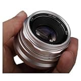 DSLR Camera Lens, 35mm F1.6 V APS-C Prime Lens,Compatible for Sony E A6600 6500 Fuji XF Canon EOS-M M50 Panasonic/Olympus Micro 4/3(Silver,M4/3)