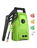 commowner Pressure Washer 8184 Power Wahser Powered with 20ft Pressure Hose, 4 Nozzles and 450ml Foam Cannon, Cleaner Machine for Home, Car, Green