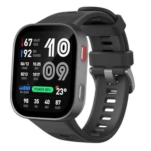 Amazfit Bip Max 50mm Smartwatch, 2.07" AMOLED Display, 20 Days of Battery, GPS, 4GB Storage, Offline Maps, Fitness Tracker, Hybrid Training, 150+ Sports, HYROX Mode, 5 ATM for Android & iPhone, Gray