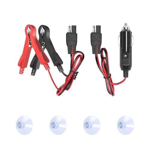 POWOXI 3FT SAE to Alligator Clip, 2FT SAE to Cigarette Lighter, 4Pcs Round Suction Cups