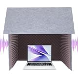 Subiudzzh Desktop Sound Dampening Cover, Tabletop Foldable Portable Recording Cover with Double-Layer Noise Reduction Thickness 12mm for Offices, Home Studios 31.4 * 31.4 * 31.4in (Purple+Gray)