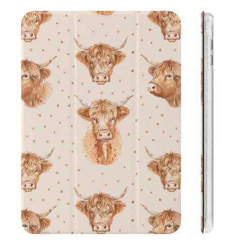 Scottish Highland Cow Case with Pen Holder Slim Lightweight Trifold Stand Compatible with iPad mini 4/5/6 Mini6(8.3in)