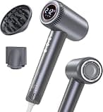 Hair Dryer, 180000 RPM High-Speed Blow Dryer, Negative Lonic Professional Care Hair Dryer, 1600W Low Noise Brushless Motor, Thermo-Control with Magnetic Diffuser and Nozzle for Travel, Salon(Grey)