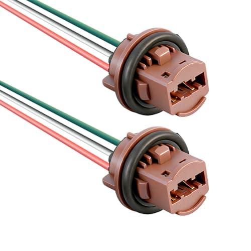 Lxsloet 2PCS Car 7443 Brake Light Bulb Socket, Socket Pigtail Wiring Harness Connector, Rear Tail Light Brake Lamp Holder for 7443/T20 Mounting Assembly, Waterproof Female Adapter for Most Cars