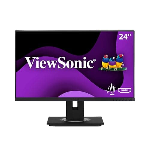 ViewSonic VG2448A 24 Inch 1080p Monitor, IPS Display with Ultra-Thin Bezels for Smooth Home and Office Productivity, Advanced Ergonomics, HDMI, DisplayPort, USB, and VGA Inputs