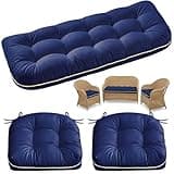 1 MIDDLE ONE Wicker Chair Cushions 3 Pieces Set for Outdoor Furniture, Replacement Patio Wicker Furniture Cushions, 1Pc Loveseat Cushion & 2Pcs Chair Cushions (Oxford-Blue)