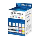EPT502 High Capacity Ink Refill Bottles Black&Color Combo Pack Replacement for EPSON Compatible EPT502 Works with Epson Ecotank ET-3850 ET-3760 ET-2750 ET-4850 ET-4760 Printer Ink(5 Pack, BK/C/M/Y)