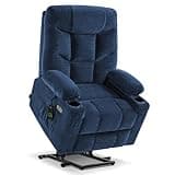 MCombo Power Lift Recliner Chair with Extended Footrest for Elderly People, Fabric 7283 (Navy Blue, Large)