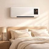 Wall Mounted AC Heater, 2-in-1 Cooling & Heating Fan with Remote, Quiet Energy Saving Unit for Bedroom Office RV Garage, White