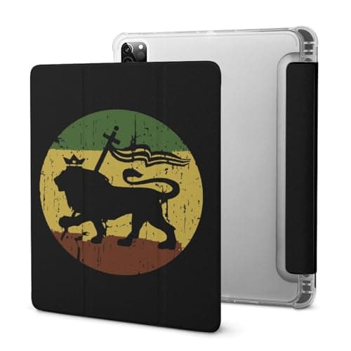 Lion of Judah Rasta Reggae Music Novelty Protective Case Cover for IPad 2021/2022 Air 1/2/3/4/5 Generation with Pencil Holder