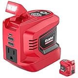 Ecarke 220W Portable Power Inverter Compatible with Milwaukee 18V Battery (Tool Only), DC 18V to AC 110V Power Station with 1 AC Outlet, 2 USB-A, 1 Type-C & LED Light for Camping Outdoor Emergency