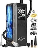 Nature Hero Tire Inflator Portable Air Compressor - 7500mAh Air Pump for Car Tires, 150PSI Cordless Tire Pump with Pressure Gauge & LED Lights - 3X Faster for Car, Motorcycle, Balls and Bicycle, Black