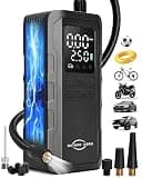 Nature Hero Tire Inflator Portable Air Compressor - 7500mAh Air Pump for Car Tires, 150PSI Cordless Tire Pump with Pressure Gauge & LED Lights - 3X Faster for Car, Motorcycle, Balls and Bicycle, Black