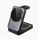 Foldable 3-in-1 15W Fast Wireless Charger, Magnetic Travel Wireless Charging Station Multiple Devices, Strong Magnet, Thin & Portable Wireless Charger for Travel Home Office,Black