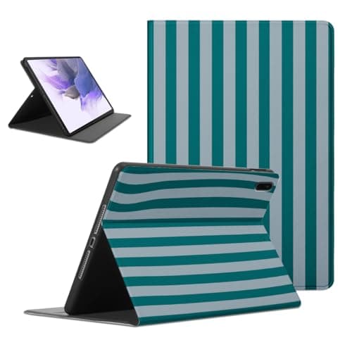 Mrtponk Vintage Green Greay Striped Tablet Case for Samsung Galaxy Tab A8 X205/X200 2021 10.5", Cute Geometric Vertical Line Stripes Print Slim Lightweight Trifold Stand Soft TPU Cover for Girl Boy