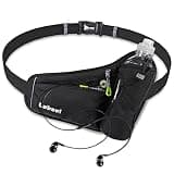 Labeol Waist Pack, Waterproof Hydration Belt with Water Bottle Holder, Adjustable Fanny Pack for Running, Hiking, Walking, Cycling, Black
