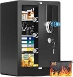 23.62'' Tall Large Biometric Fireproof Safe, Heavy Duty Quick-Access Fingerprint Safe Box with Fireproof Document Bag, 3 Removable Shelves, Dual Alert, Security Digital Safes for Home Office Use
