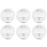 Battery Powered Detector Household Indoor Safety Monitor Battery Operated with Test Mute & Low Power Indicator Light (6P)