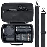 Baval Camera Case Compatible with Canon EOS Rebel T7 / T100 / R50 / R100 / R5 / R6 Mark II / 90D DSLR Camera with 18-55mm Lens,Sony,Nikon DSLR Camera Protective Case with Shoulder Strap (Black Case)