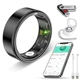 2026 New Smart Ring 2.0 Fitness Tracker for Men & Women. Slim scratch-resistant frame monitors sleep, stress. IP68 waterproof, long battery, zero extra charges, fits iOS and Android devices.Black 6
