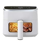 Sweetcrispy Air Fryer 4 Quart with Window, 1500W Digital Airfryer with 8 Presets, 60-Min Timer, Max 400°F, Auto Shut Off & Nonstick Dishwasher Safe Basket, Shake Reminder for Small Kitchen