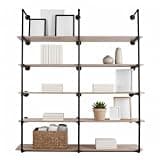 Hubxinly 72 inch Industrial Pipe Shelving, 5 Tier Bookshelf, Rustic Wall Shelves Hanging, Pipe Shelving Wall Mounted for Farmhouse,Floating Pipe Book Shelves for Kitchen and Bar Shelving