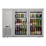 Pemberly Row 47-Inch Back Bar Cooler Refrigerator, 11 Cu. Ft., Stainless Steel, Two Glass Swing Doors, Adjustable Shelves, Digital Temperature Control, Freestanding Commercial Beverage Storage for