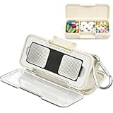 Aptbyte 2-in-1 Heart Rate Monitor Case & Pill Box for KardiaMobile 1-Lead EKG Monitor, Hard Carrying Holder for Travel, Clear Lid, Silicone Insert, Carabiner, White (Box Only)