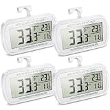 Waterproof Refrigerator Fridge Thermometer, Digital Freezer Room Thermometer, Max/Min Record Function Large LCD Screen and Magnetic Back for Kitchen, Home, Restaurants (4 Pack)