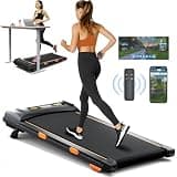 Walking Pad Treadmill with Incline, Under Desk Treadmill for Home Office, 2.5HP, 300 lbs Capacity, APP/Remote Control, LED Displays, Manual Incline, Orange-Black(S)