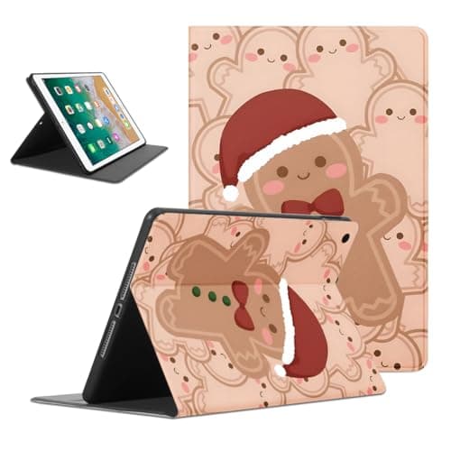 Cute Xmas Christmas Gingerbread Tablet Case for iPad Air 13" M2 2024,Xmas Pattern for Women Men Teens Protective Cover Flip PU Leather Stand Funda
