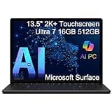 Microsoft Surface Laptop 6 AI PC for Business (13.5" 2K+ Touchscreen, Intel 16-Core Ultra 7 165H (> i7-1355U), 16GB DDR5 RAM, 512GB SSD), 1080p IR Webcam, 18.5-Hr Long Battery Life, Win 11 Pro, Black