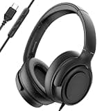ADOOPE Wired Over-Ear Headphones with USB C Connector, Hi-Fi Stereo Sound, Noise-Isolating Ear Cups, Comfortable Fit for USB C Devices (No Bag, Black)