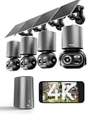 BOTSLAB 4K Security Cameras Wireless Outdoor, No Subscription, 4 Cam-Kit,Solar Camera for Home Security with Full Color Night Vision,32GB Local Storage Base Station,AI Recognition,360° PTZ,2.4GHz WiFi